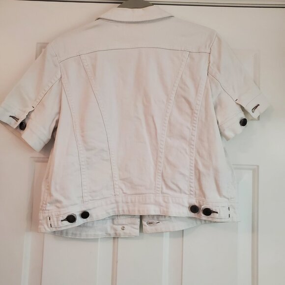Vintage CAbi short-sleeve white denim jacket, UGC, - Picture 2 of 6